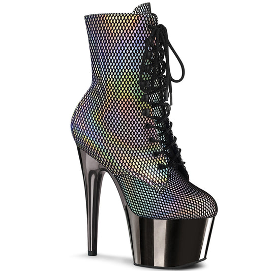 Pleaser Womens Ankle Boots ADORE-1020HFN Slv Holo/Pewter Chrome