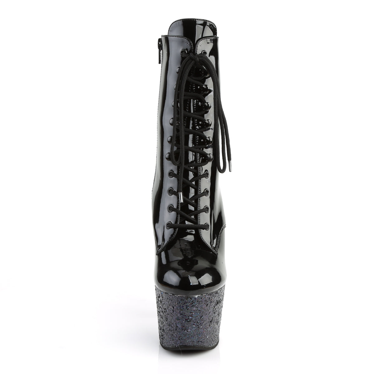 Pleaser Womens Ankle Boots ADORE-1020LG Blk Pat/Blk Multi Glitter