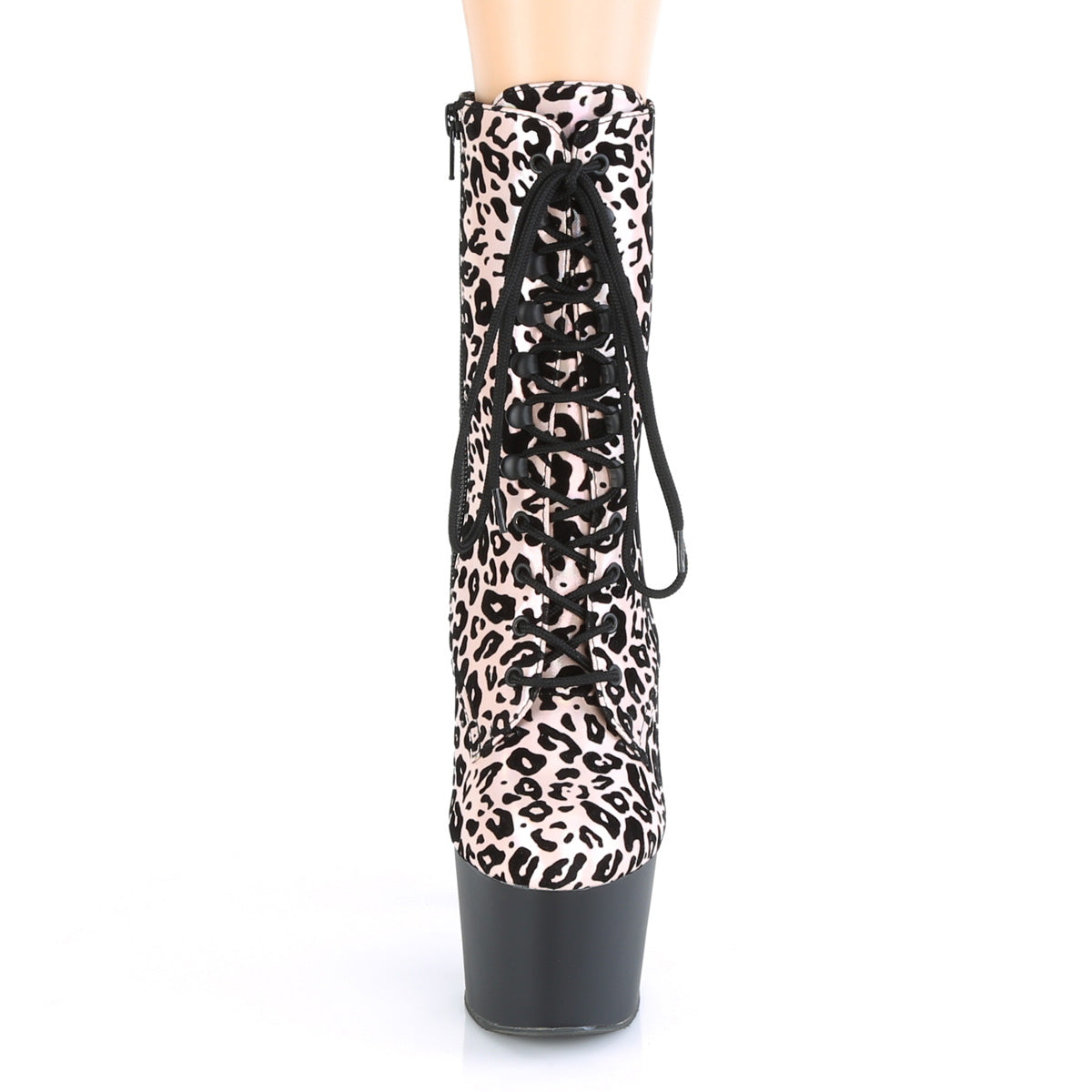 Pleaser Botas de tobillo para mujer ADORE-1020LP LT. Leopard Pink Leopard Print Holo / Blk Matte