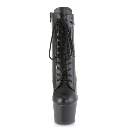 Pleaser Botas de tobillo para mujer ADORE-1020pk Blk Faux Cuero / Blk Mate