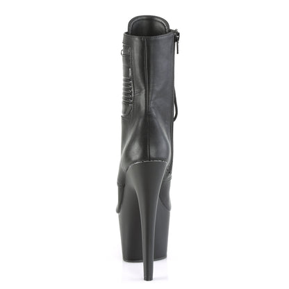 Pleaser Botas de tobillo para mujer ADORE-1020pk Blk Faux Cuero / Blk Mate