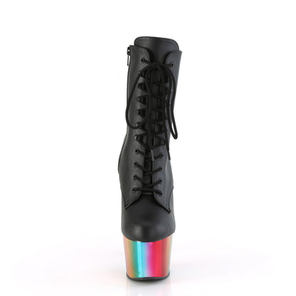 Pleaser  Ankle Boots ADORE-1020RC Blk Faux Leather/Rainbow Chrome
