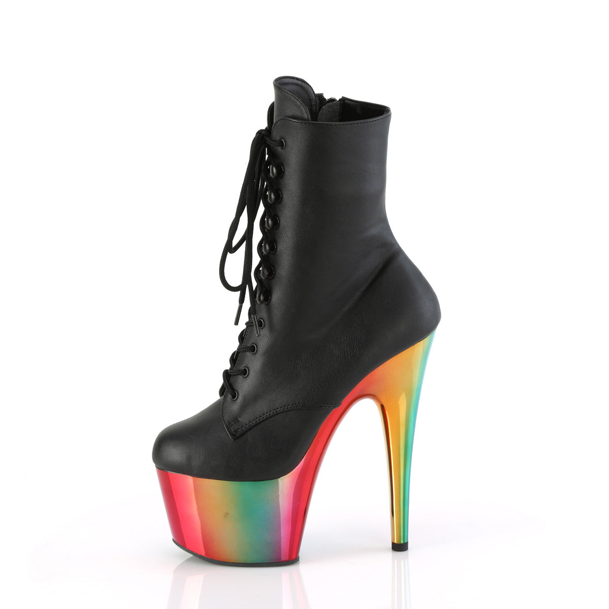 Pleaser  Ankle Boots ADORE-1020RC Blk Faux Leather/Rainbow Chrome