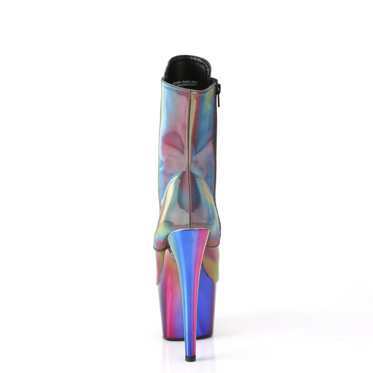 Pleaser Botas de tobillo para mujer ADORE-1020rc-refl Rainbow Reflexivo/Rainbow Cromo