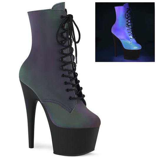 Pleaser Botas de tobillo para mujer ADORE-1020RFL GREEN MULTI reflectante / BLK MATE