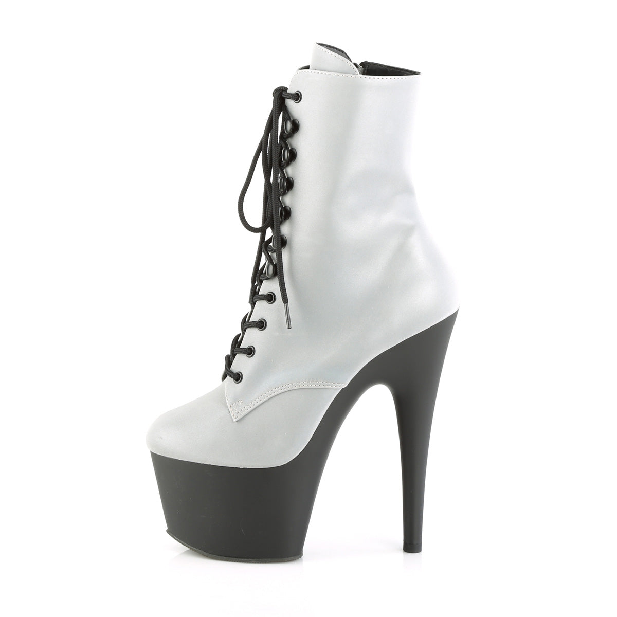Pleaser Botas de tobillo para mujer ADORE-1020RFL SLV Reflective / Blk Mate
