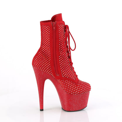 Pleaser Women's Platform Shoes ADORE-1020RM Red Faux Suede-RS Mesh/Red Matte