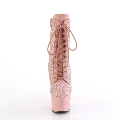 Pleaser Women's Platform Shoes ADORE-1020RM Salmon Pink Faux Suede-RS Mesh/B.Pink M.