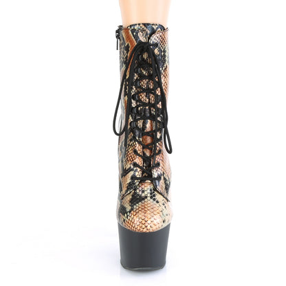 Pleaser Womens Ankle Boots ADORE-1020SP Gold Holo Snake Print/Blk Matte