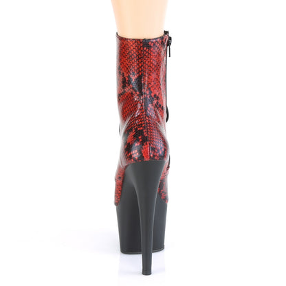 Pleaser Botas de tobillo para mujer ADORE-1020sp Red Holo Snake Print / Blk Mate