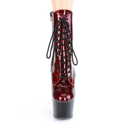 Pleaser Botas de tobillo para mujer ADORE-1020sp Red Snake Print pat pat / blk