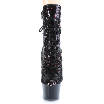 Pleaser Botas de tobillo para mujer ADORE-1020sq blk-roja Flip Lentejuelas / BLK