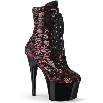 Pleaser Botas de tobillo para mujer ADORE-1020sq blk-roja Flip Lentejuelas / BLK