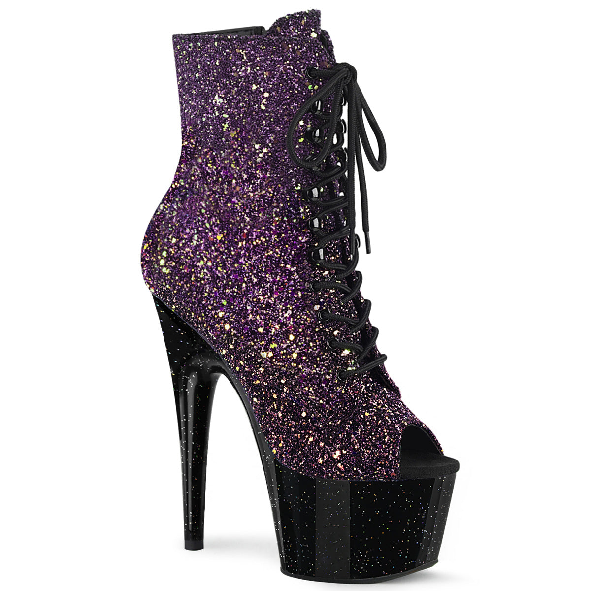 Pleaser Botas de tobillo para mujer ADORE-1021WMG PURPLE MULTI GLITTER / BLK