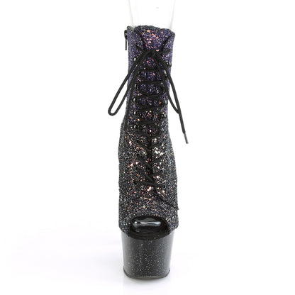 Pleaser Botas de tobillo para mujer ADORE-1021WMG PURPLE MULTI GLITTER / BLK