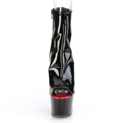 Pleaser Womens Ankle Boots ADORE-1025 Blk-Red Pat/Blk