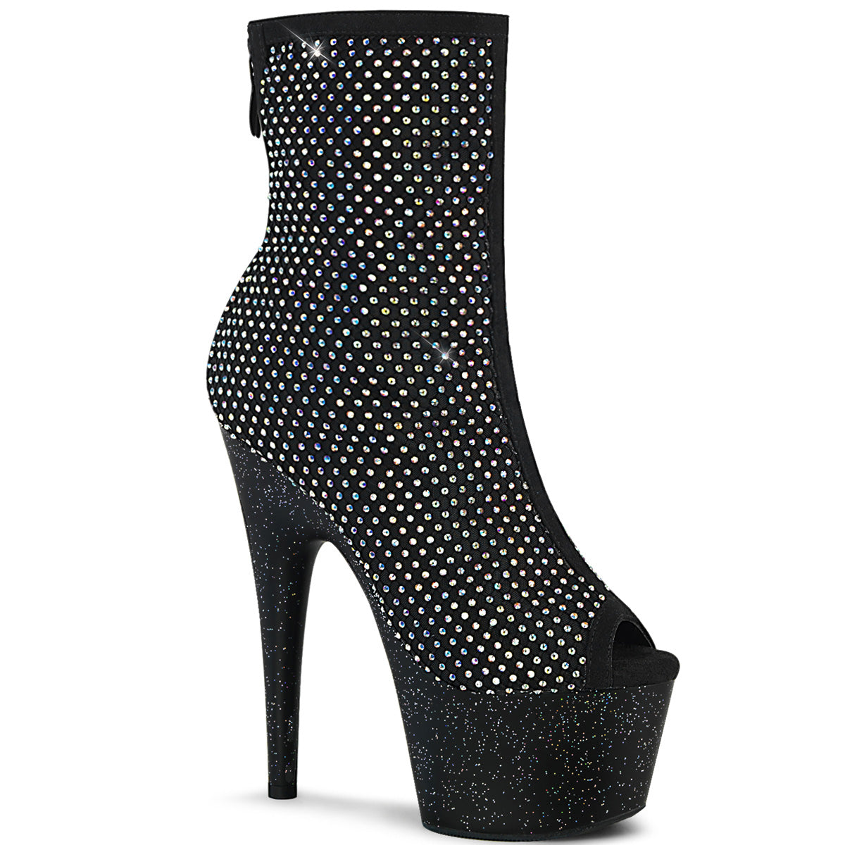 Pleaser Womens Ankle Boots ADORE-1031GM Blk Fabric-RS Mesh/Blk Matte
