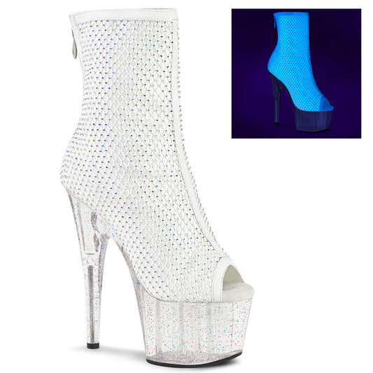 Pleaser Botas de tobillo para mujer ADORE-1031gm wht tela-rs malla / clr