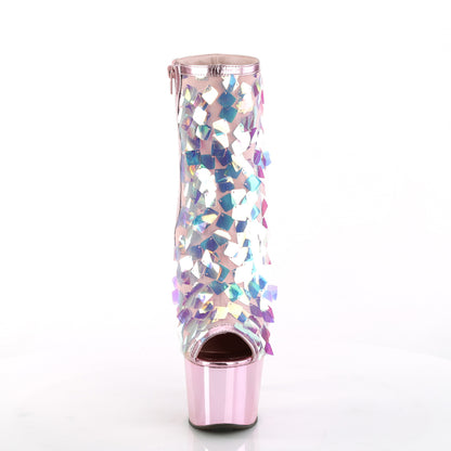 Pleaser Womens Ankle Boots ADORE-1031SSQ Iri.Opal Sequin-B.Pink Met Pu/B.Pink Chrome