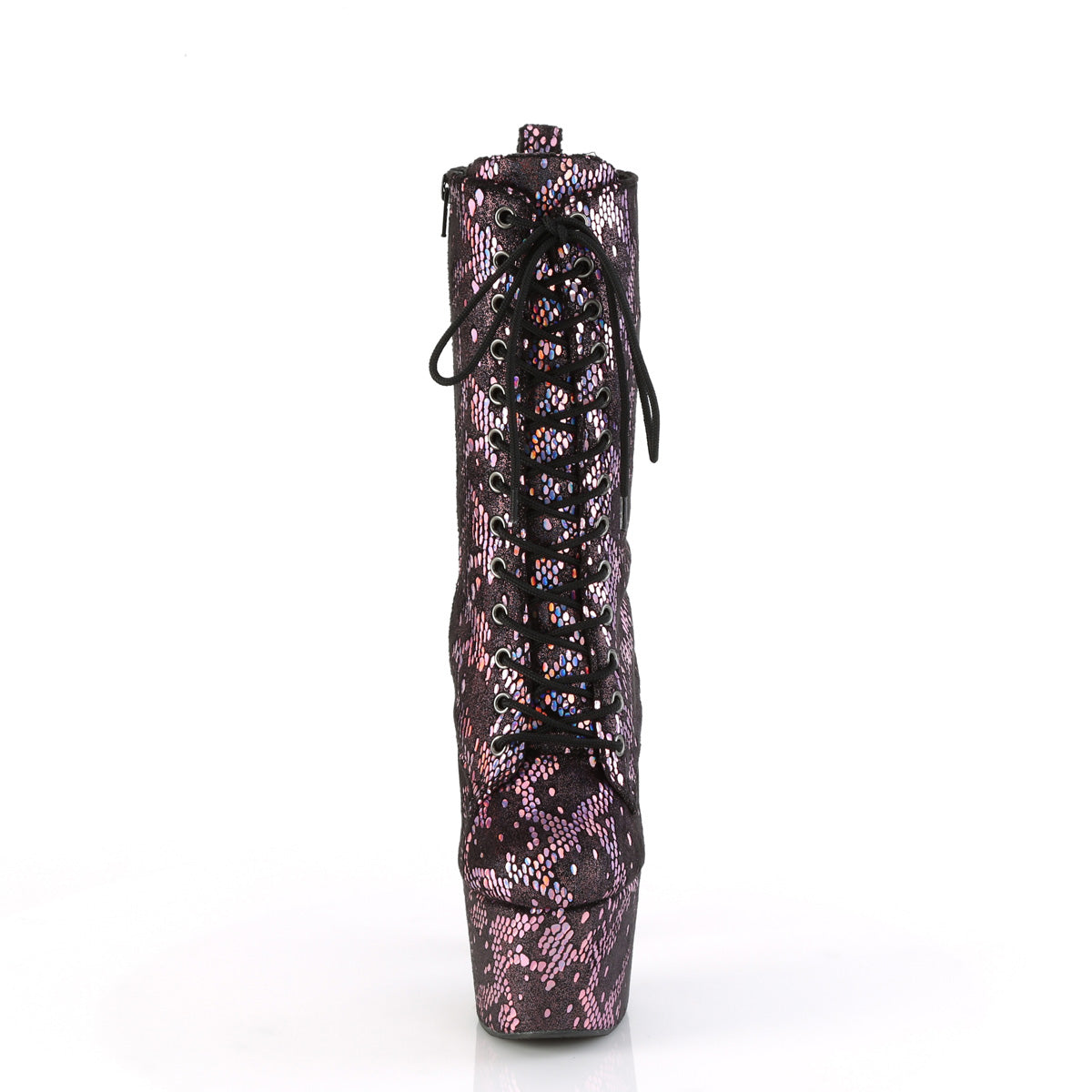 Pleaser   ADORE-1040SPF B. Pink Metallic Holo Snake Print Fabric