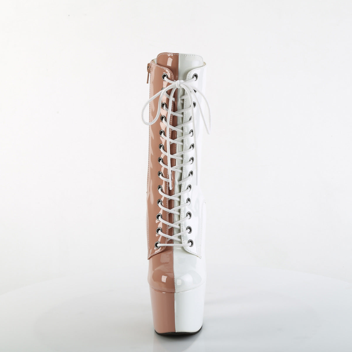 Pleaser   ADORE-1040TT Blush-Wht Pat/Blush-Wht