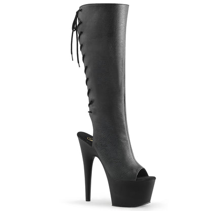 Pleaser Botas de mujer ADORE-2018 Blk Faux Cuero / Blk Mate