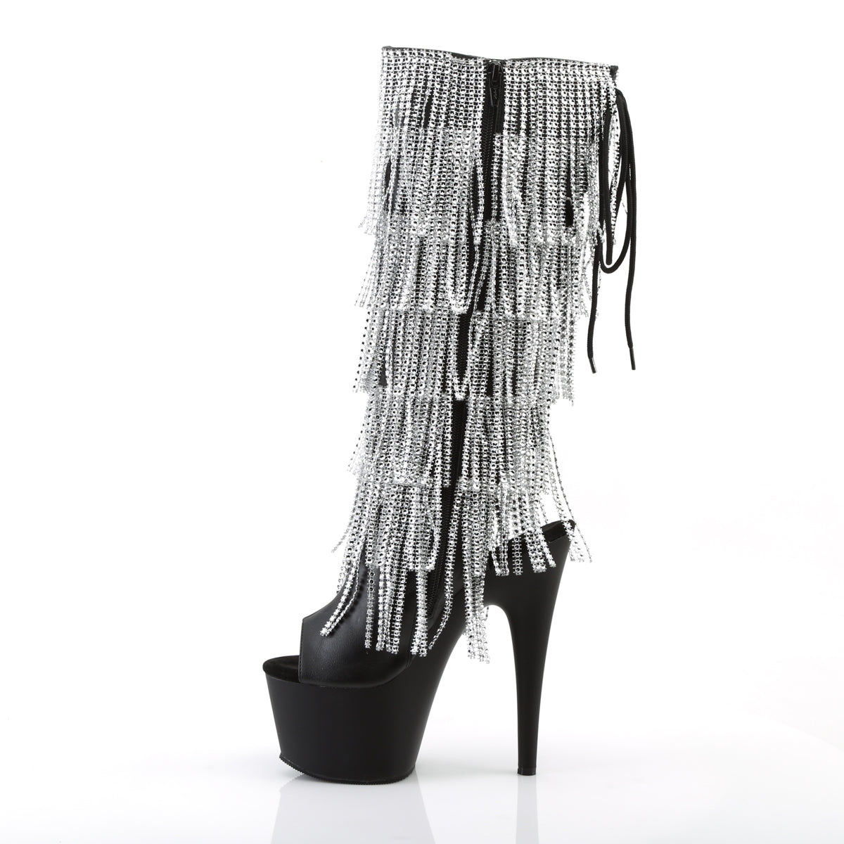 Pleaser Botas de mujer ADORE-2024rsf Blk Str Faux Cuero / Blk Mate
