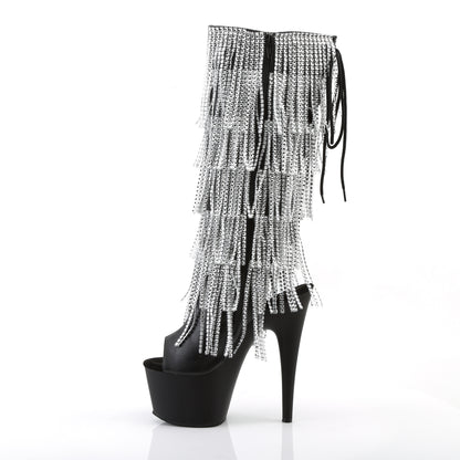 Pleaser Botas de mujer ADORE-2024rsf Blk Str Faux Cuero / Blk Mate
