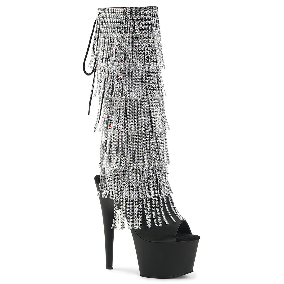 Pleaser Botas de mujer ADORE-2024rsf Blk Str Faux Cuero / Blk Mate