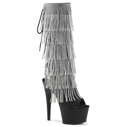 Pleaser Botas de mujer ADORE-2024rsf Blk Str Faux Cuero / Blk Mate