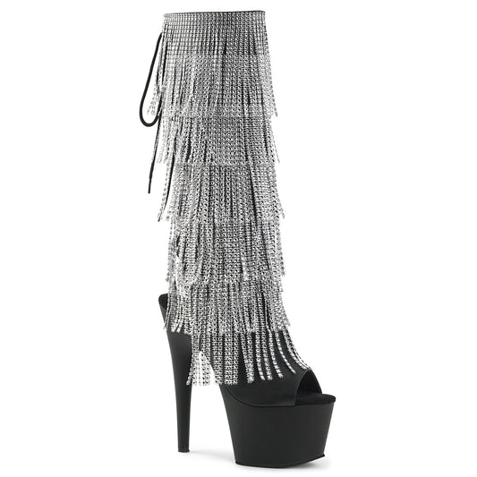 Pleaser Botas de mujer ADORE-2024rsf Blk Str Faux Cuero / Blk Mate