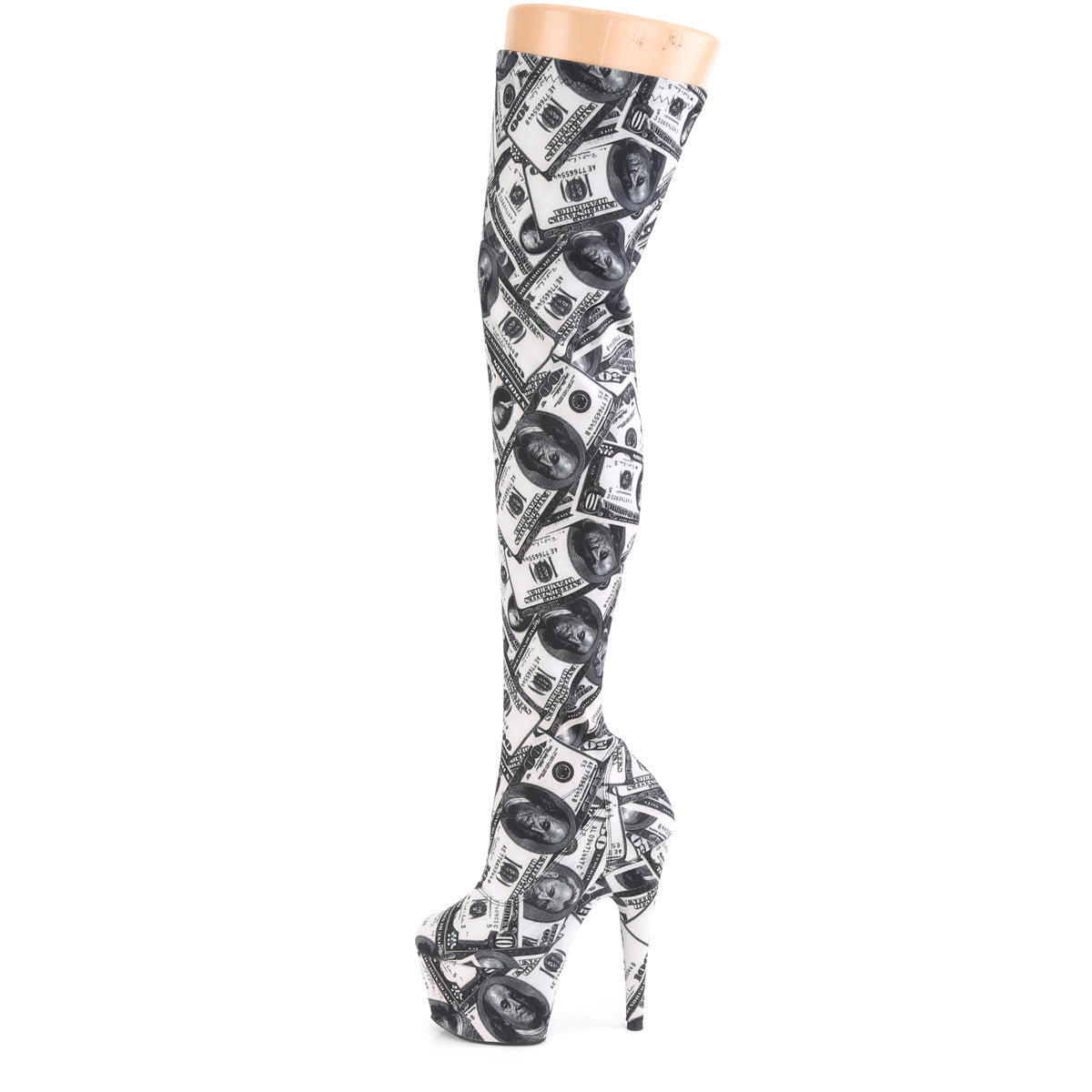 Pleaser Botas de mujer ADORE-3000dp wht-blk str. Tela / wht-blk tela