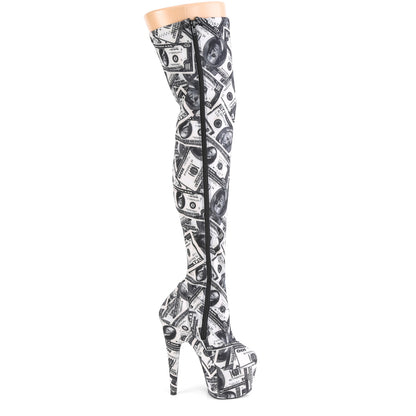 Pleaser Botas de mujer ADORE-3000dp wht-blk str. Tela / wht-blk tela