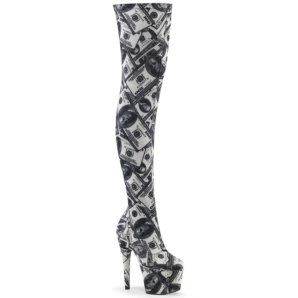 Pleaser Botas de mujer ADORE-3000dp wht-blk str. Tela / wht-blk tela