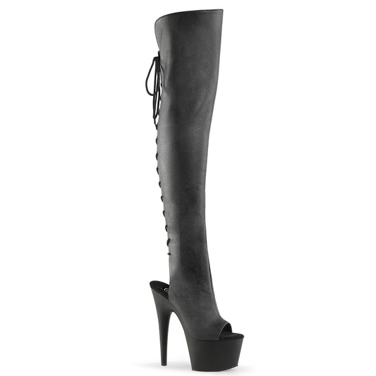 Pleaser Botas de mujer ADORE-3019 Blk Faux Cuero / Blk Mate