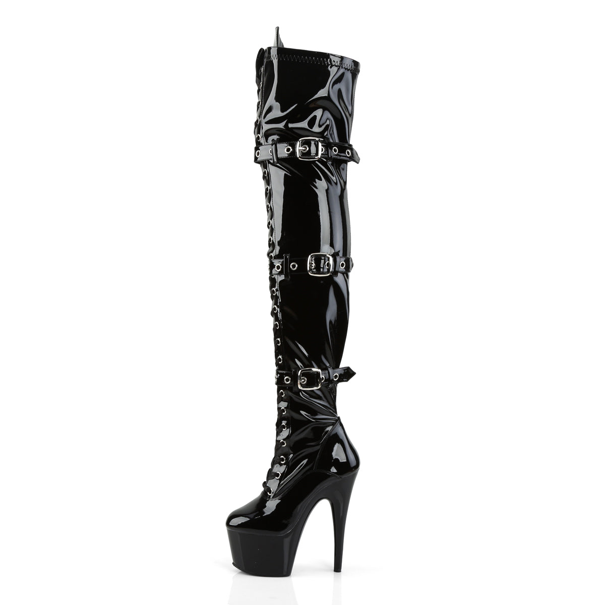 Pleaser Botas de mujer ADORE-3028 BLK STR PAT / BLK