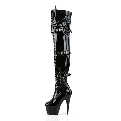 Pleaser Botas de mujer ADORE-3028 BLK STR PAT / BLK