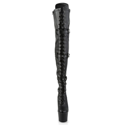 Pleaser Botas de mujer ADORE-3028 BLK STR Faux Cuero / Blk Mate