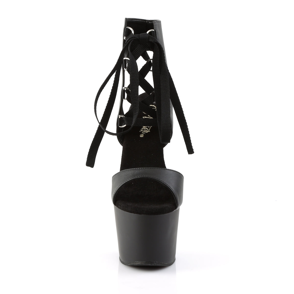 Pleaser Womens Sandals ADORE-700-14 Blk Faux Leather/Blk Matte