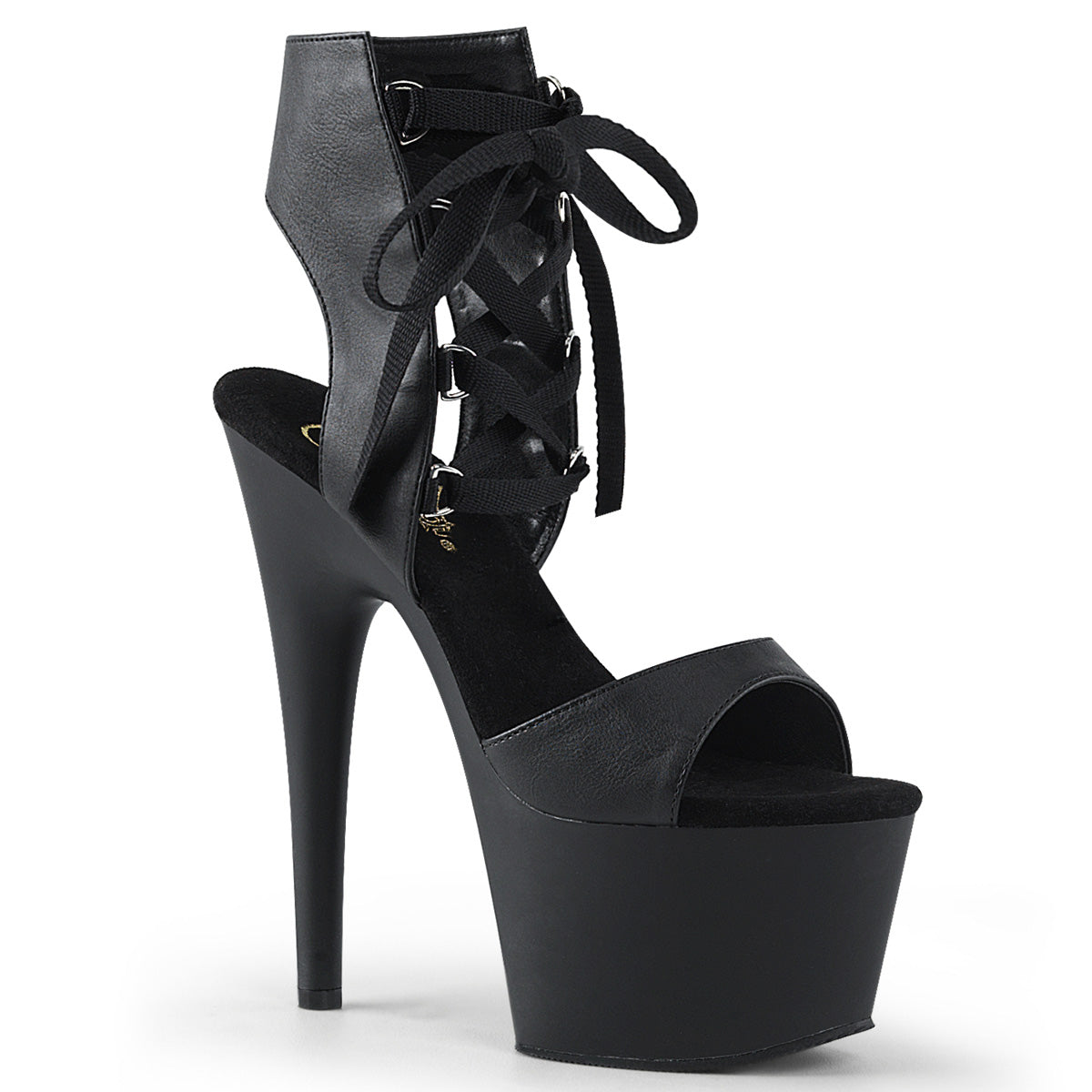 Pleaser Womens Sandals ADORE-700-14 Blk Faux Leather/Blk Matte
