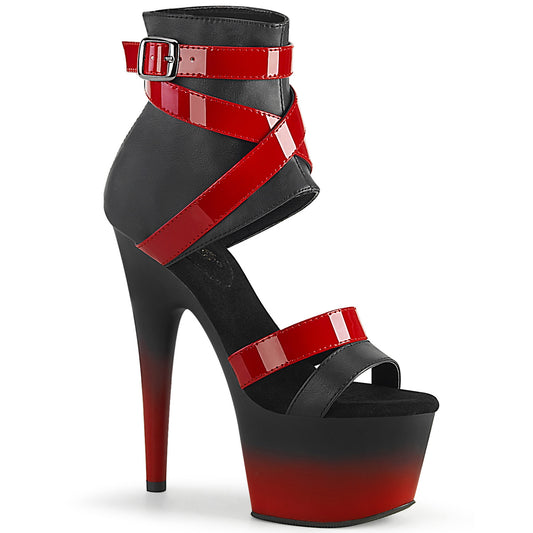 Pleaser Sandalias para mujer ADORE-700-15 BLK Faux Cuero-Red Pat / Blk-Red Matte