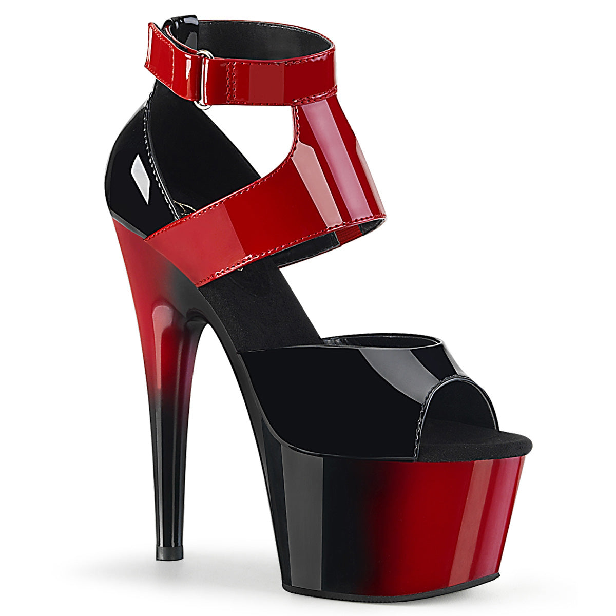 Pleaser Sandalias para mujer ADORE-700-16 BLK-RED PAT / RED-BLK
