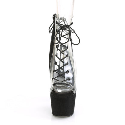 Pleaser Botas de tobillo para mujer ADORE-700-30FS CLR / BLK Faux Suede