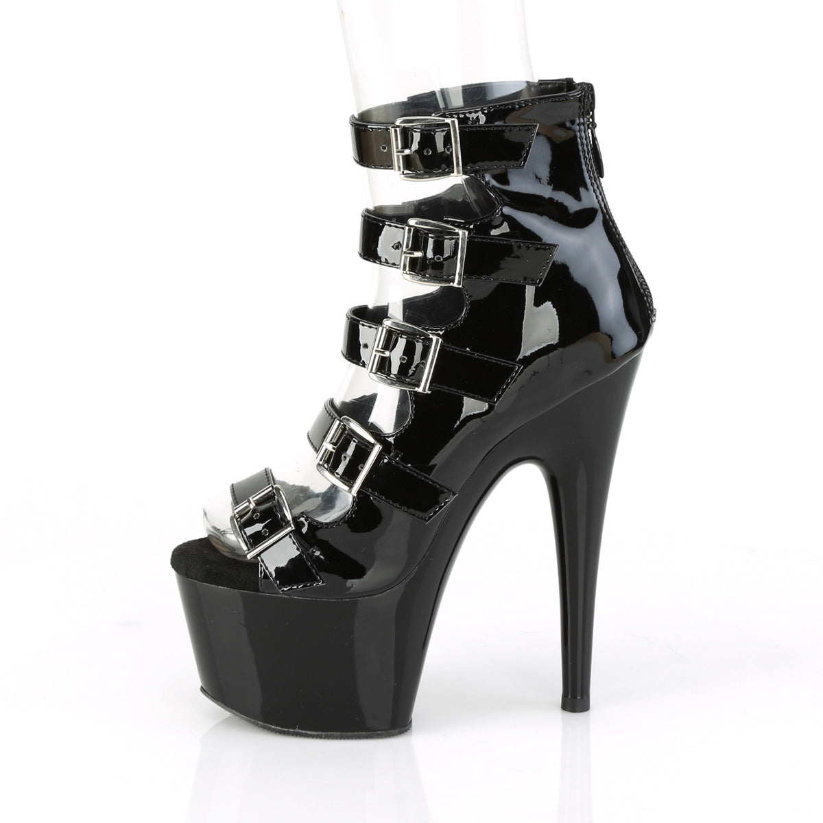 Pleaser Botas de tobillo para mujer ADORE-700-33 BLK PAT / BLK