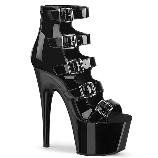 Pleaser Botas de tobillo para mujer ADORE-700-33 BLK PAT / BLK