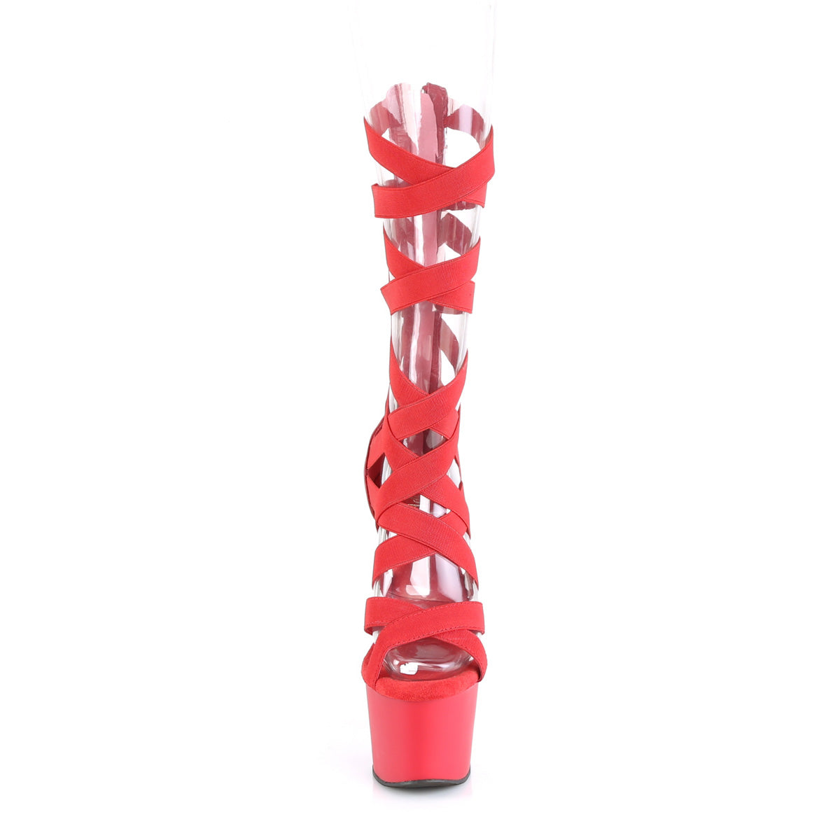Pleaser  Sandals ADORE-700-48 Red Elastic Band-Faux Leather/Red Matte