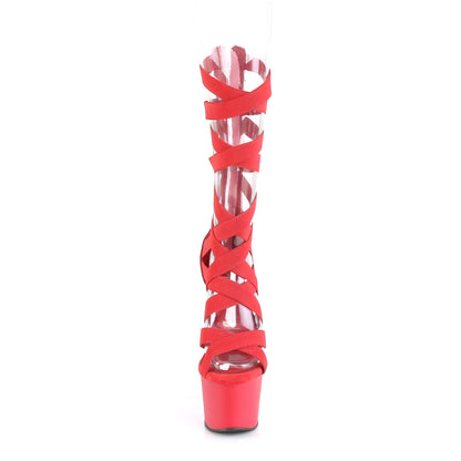 Pleaser  Sandals ADORE-700-48 Red Elastic Band-Faux Leather/Red Matte