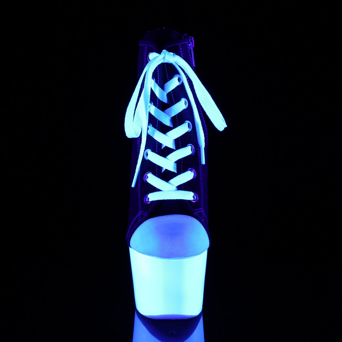 Pleaser Botas de tobillo para mujer ADORE-700sk-02 lienzo blk / white neon