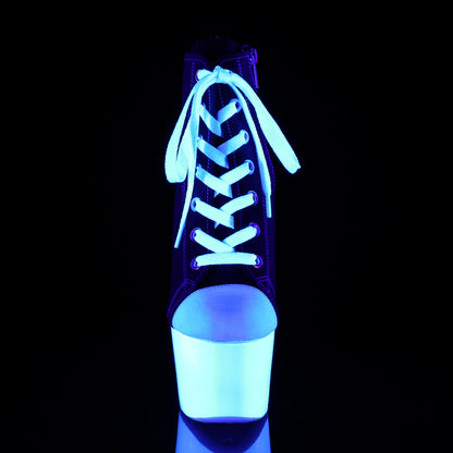 Pleaser Botas de tobillo para mujer ADORE-700sk-02 lienzo blk / white neon
