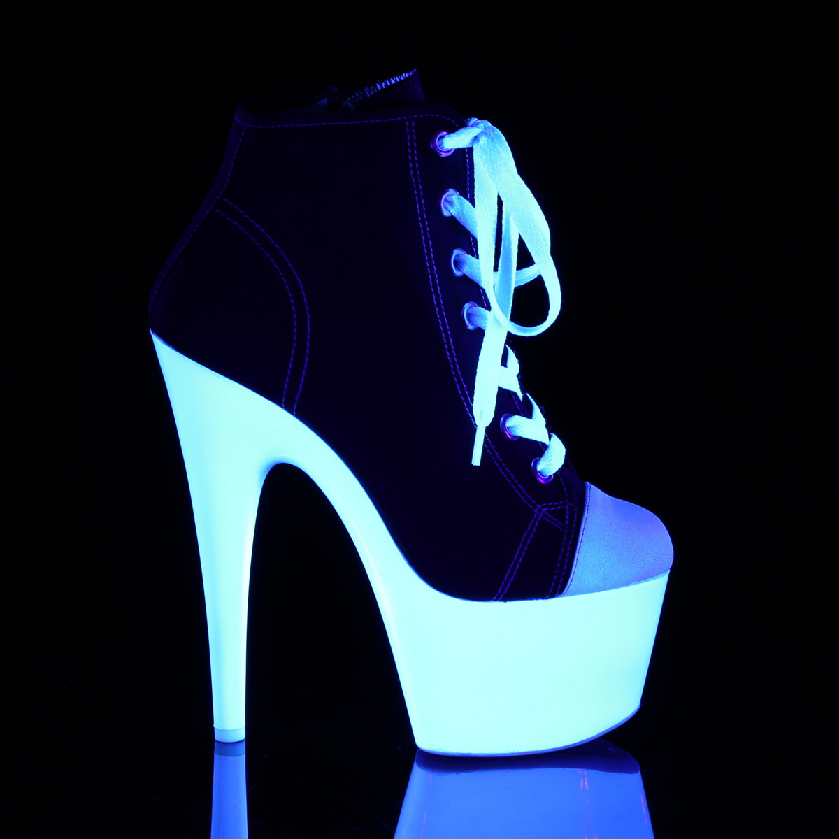 Pleaser Botas de tobillo para mujer ADORE-700sk-02 lienzo blk / white neon